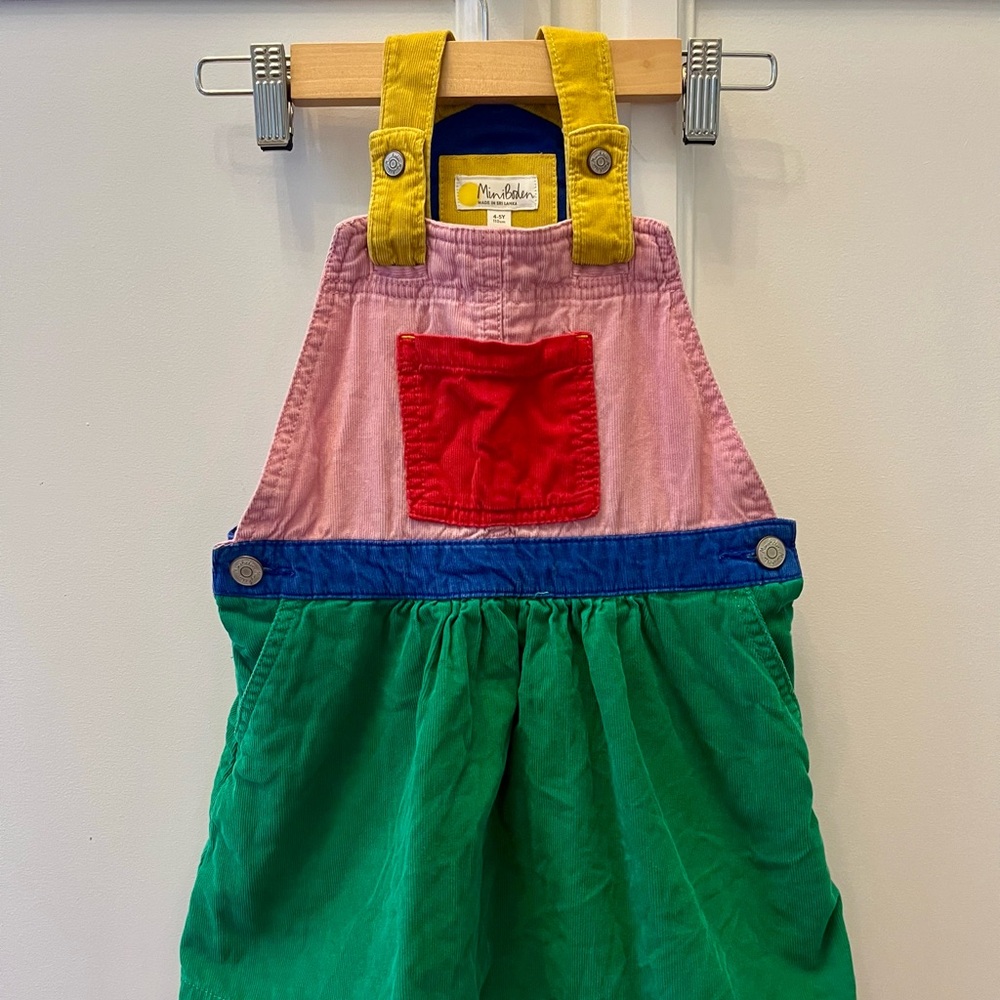 Mini Boden Colorblock Corduroy Pinafore Dress in Yellow, Pink, Red, Blue, Green